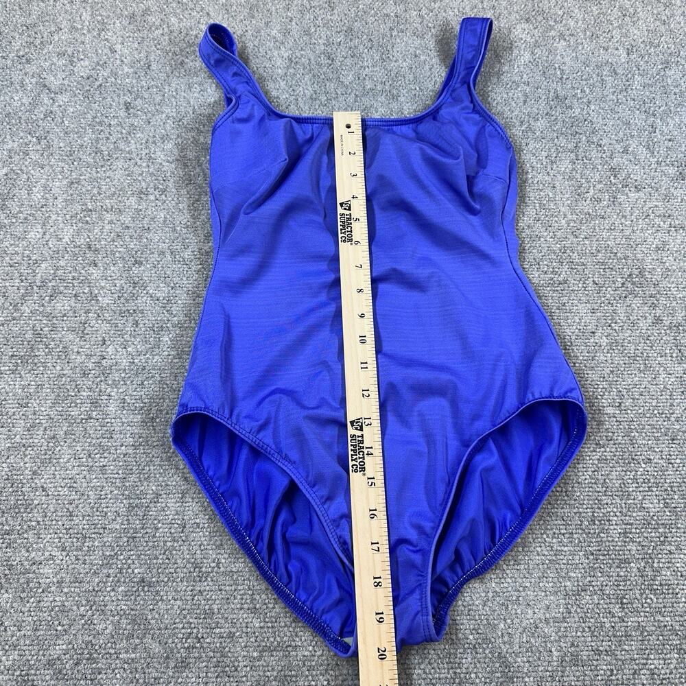 Lands’ End Women’s Swimsuit Size 10 Blue One Piece Slimming Scoop Back Shelf Bra - Picture 2 of 8
